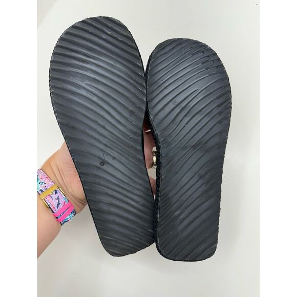 Chilis Womens Flip Flops Size 6 Black Rhinestone Butterfly Suede Thong NEW - Picture 5 of 10